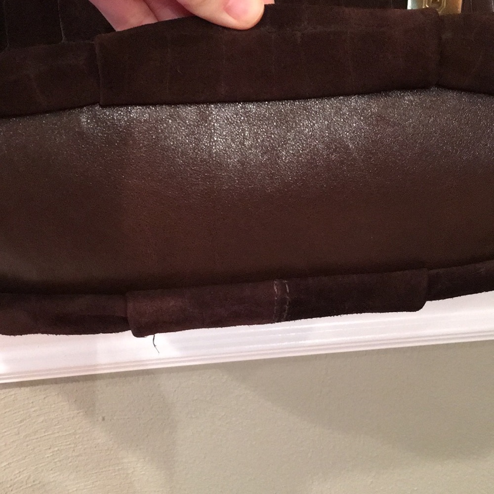 Coach 15949 Brown Suede Satchel w/ Purple Interior - Picture 6 of 8